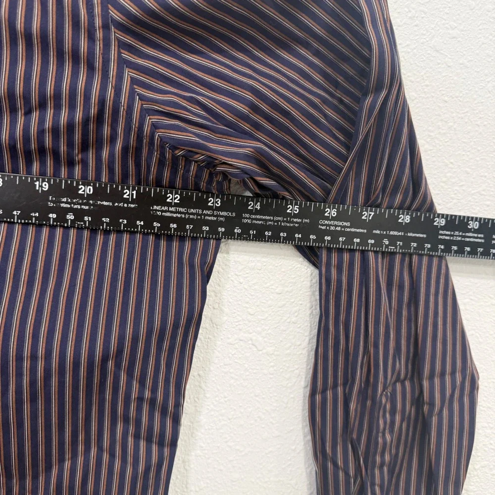 Banana Republic Mens Slim Fit Striped Button Down Shirt Navy Cotton L 16-16.5